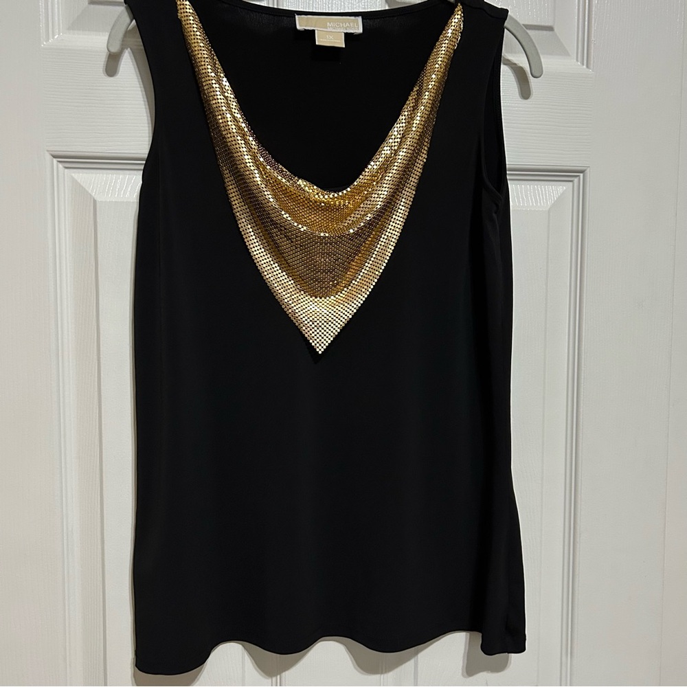Michael Kors Black/Gold Embellished Top